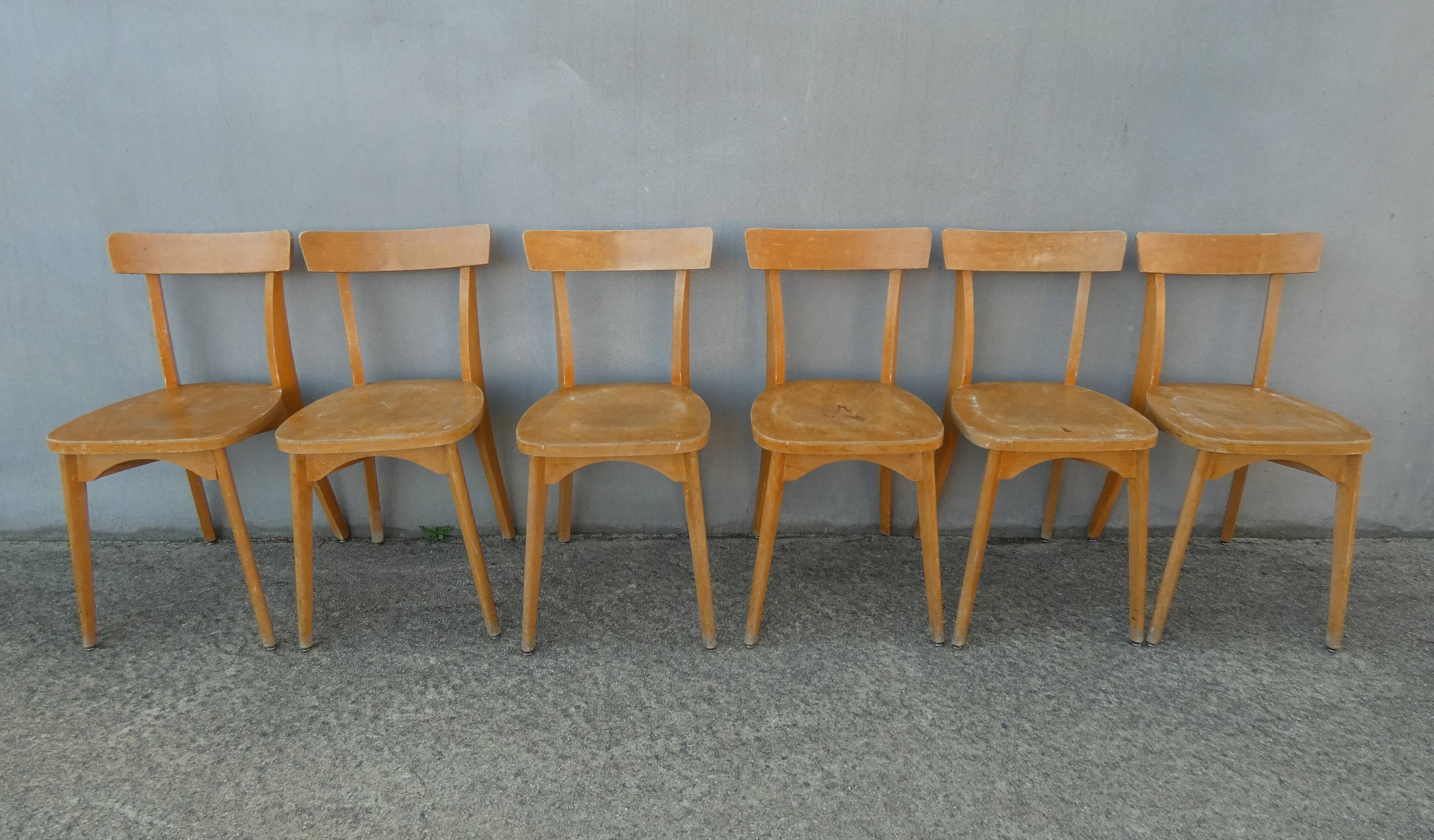 6 chaises de bistrot luterma vintage