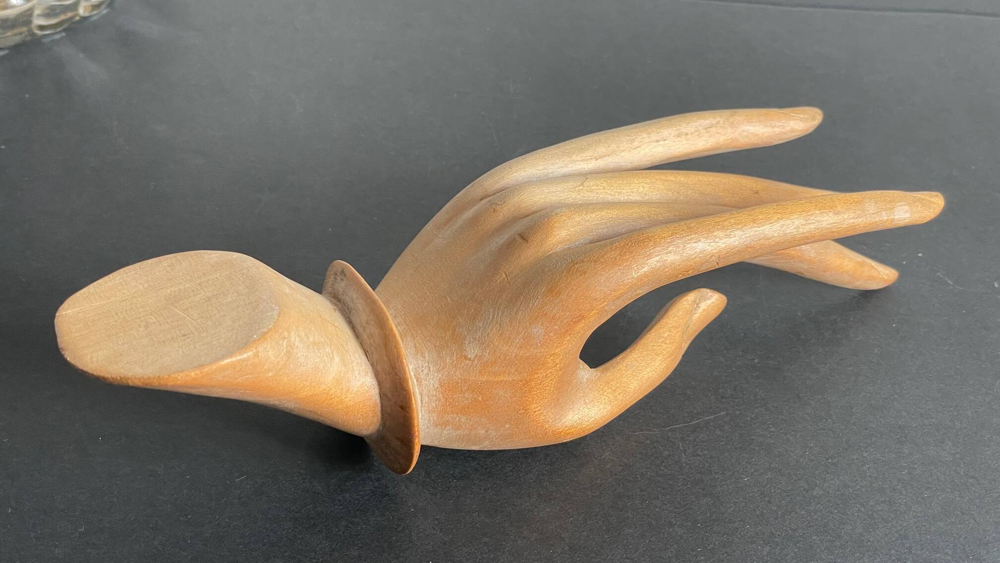 Wooden hand sculpture