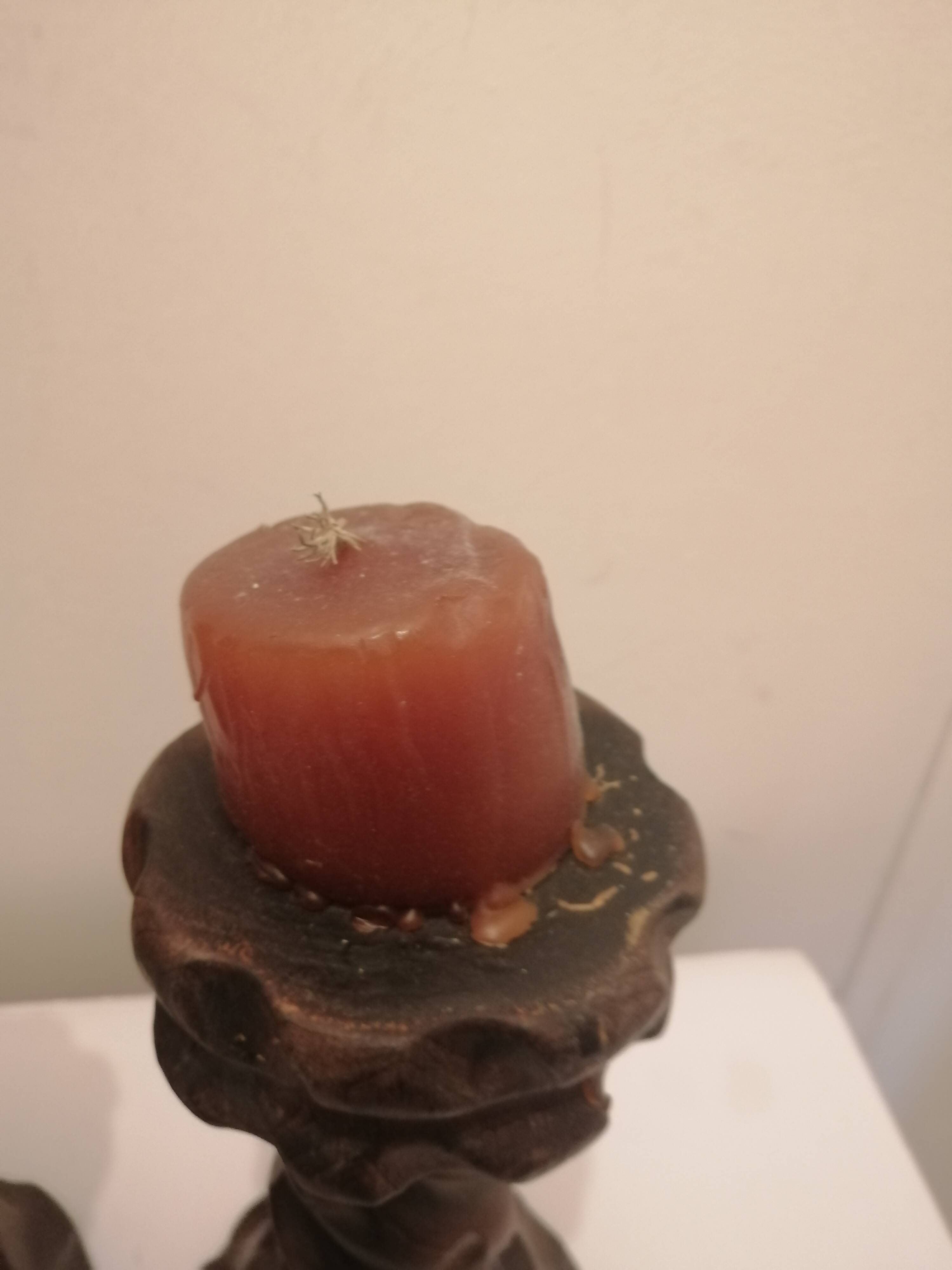 Vintage carved wooden candle holder