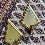 Set of 2 vintage wall lights with integrated candle holder and bis mirror