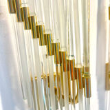 Pair of Murano glass wall lamps with gilded structure, Sciolari, Italy 1970