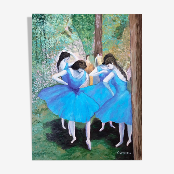 Huile sur toile, Danseuses Bleues