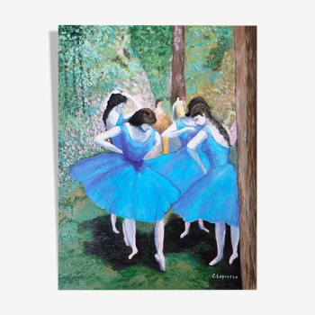 Oil on canvas, Blue Dancers