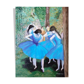 Huile sur toile, Danseuses Bleues