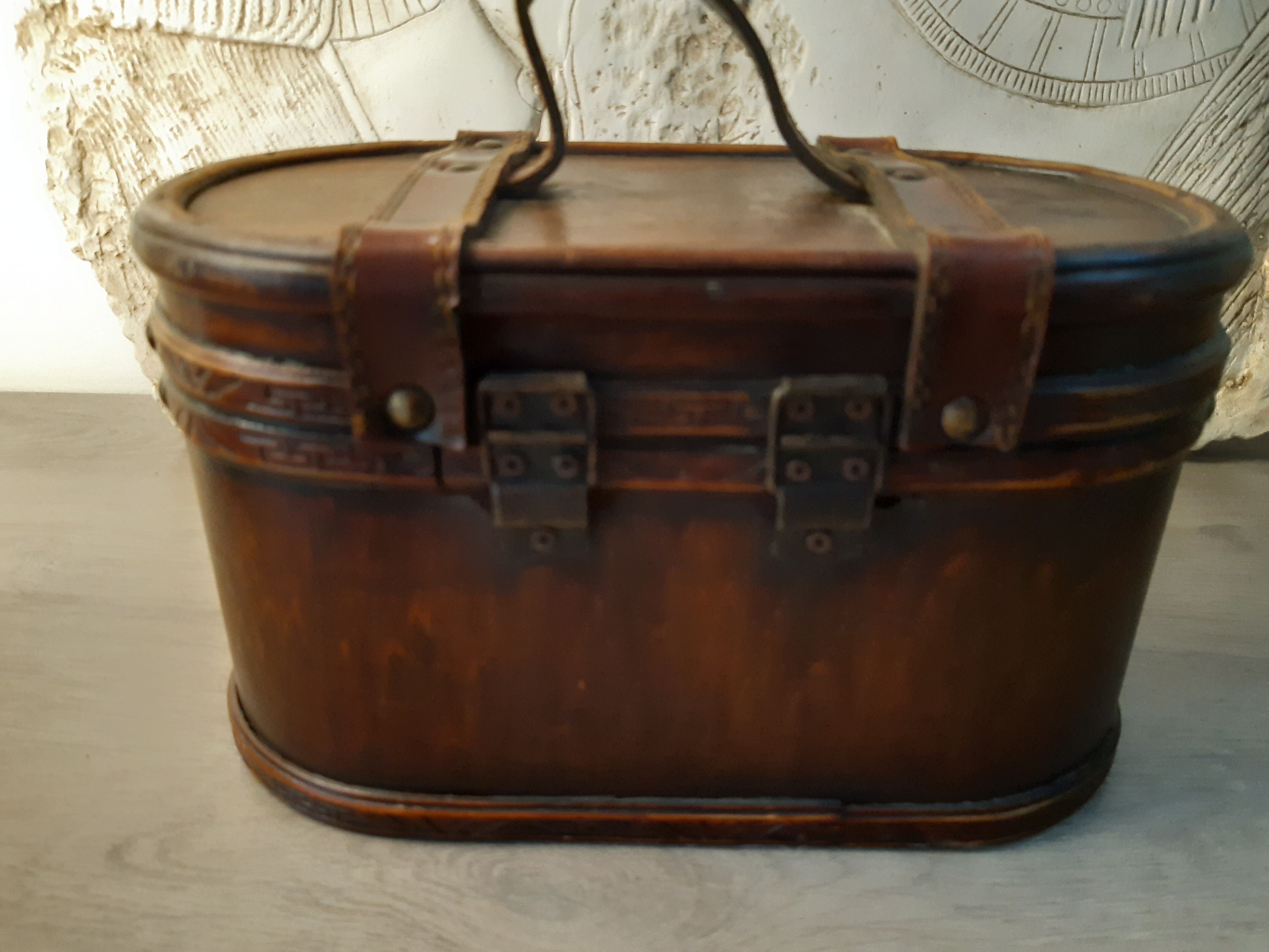 Chest old wood and leather
