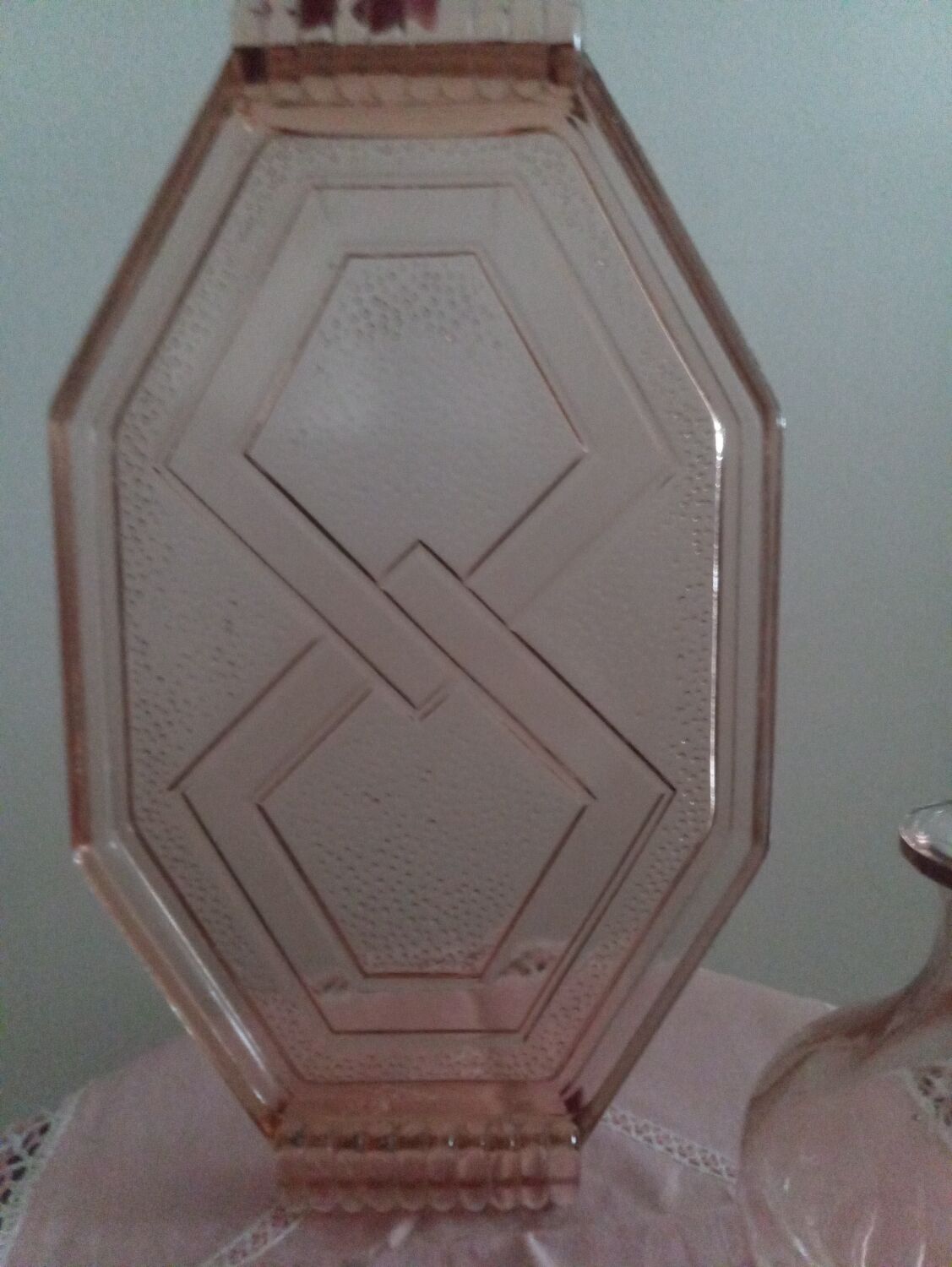 Service à liqueur en verre rose