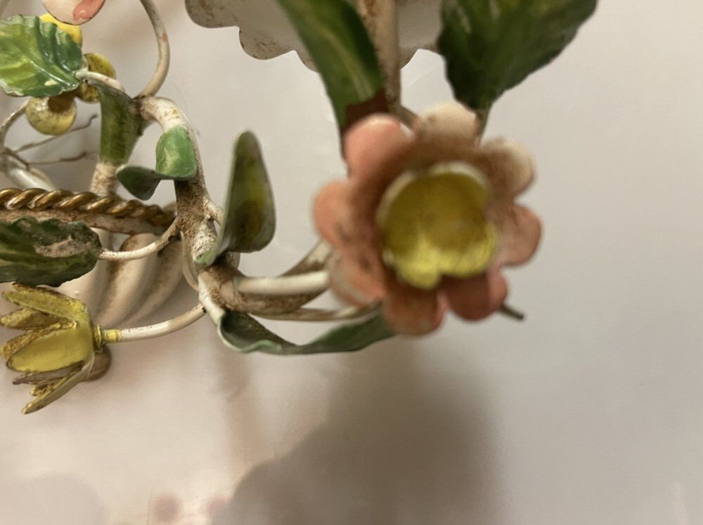 Florentine Tole Flower Sconces, Set of 2