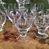 Set of 17 antique engraved glasses