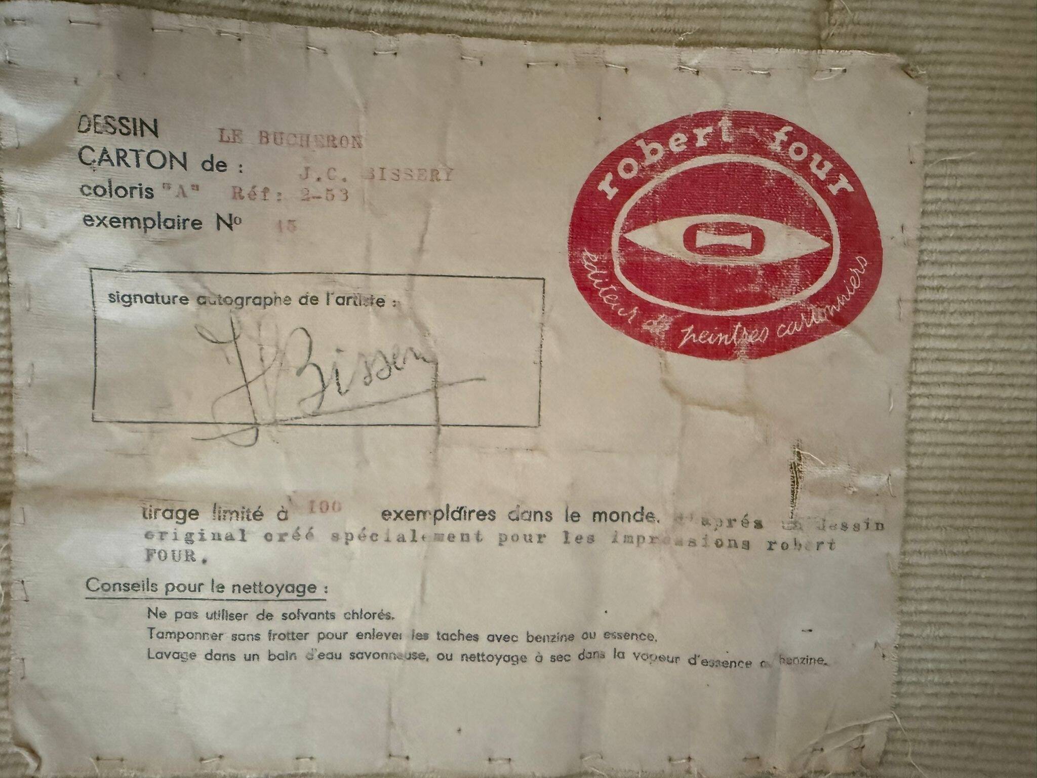 Tapestry "The Woodcutter" by Jean-Claude Bissery.