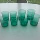 8 glasses in green glass with whisky, aperitif or water vintage 1970