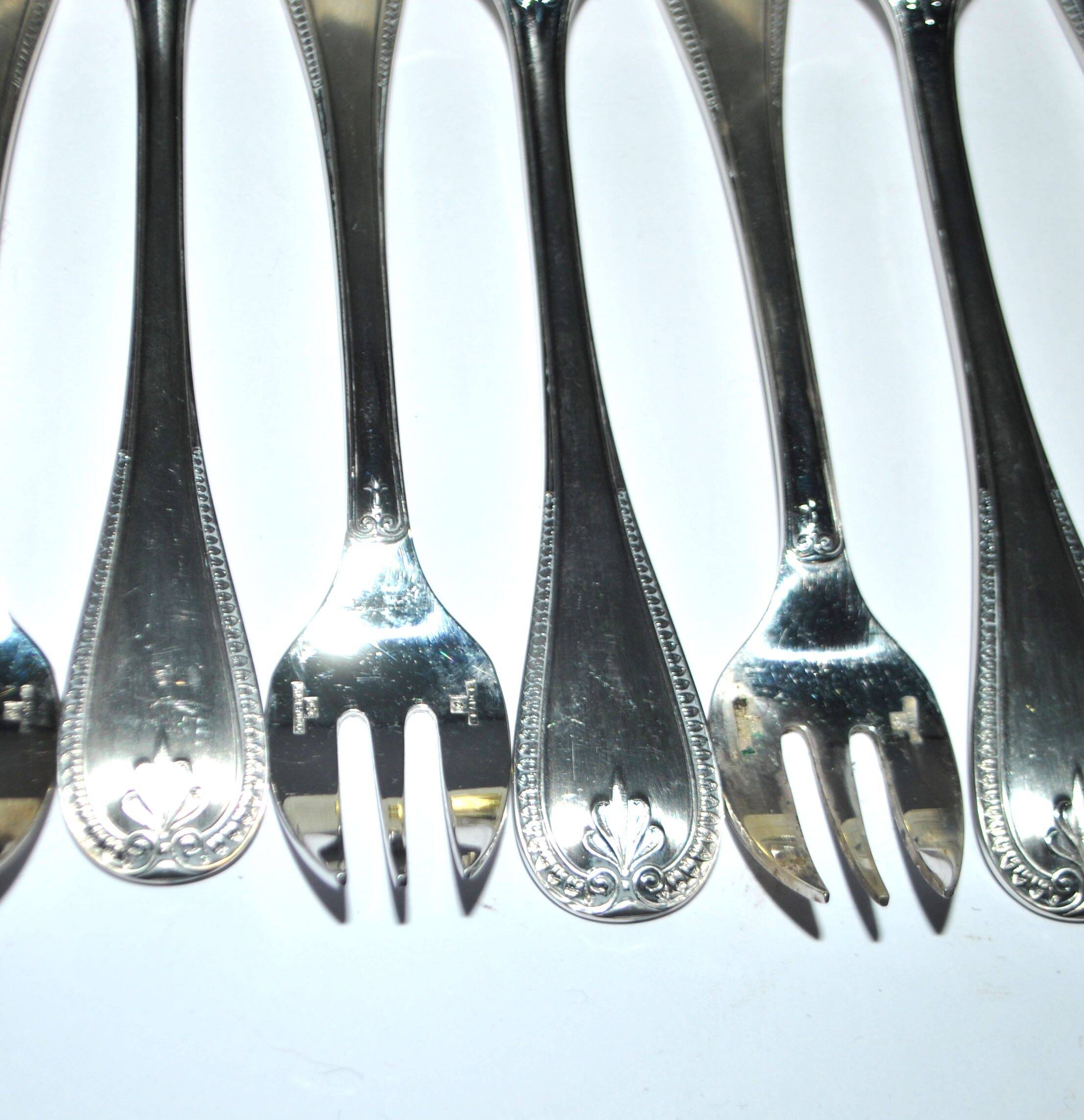 Christofle set of 12 Malmaison Empire oyster forks