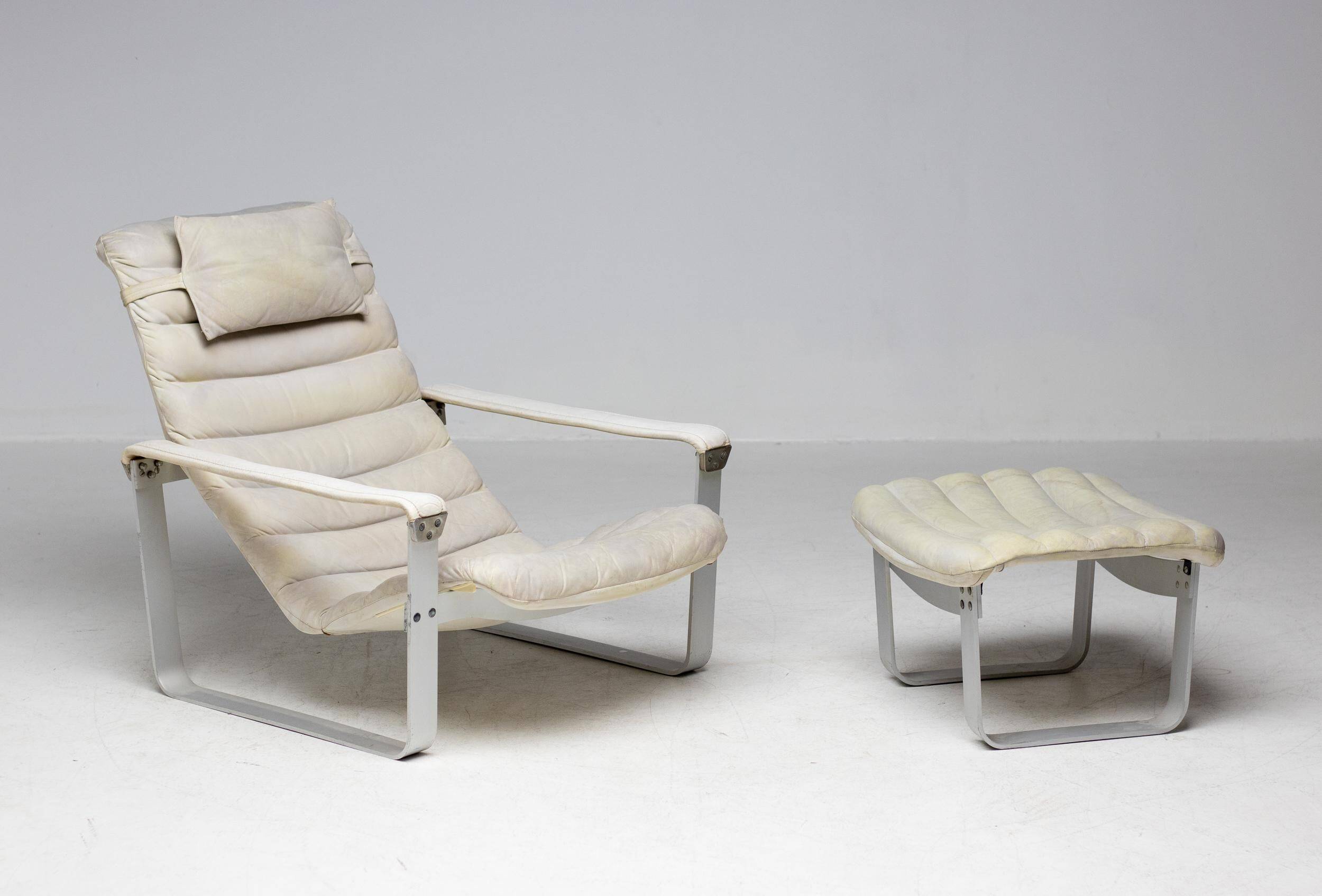 Ilmari Lappalainen "Pulkka" Lounge Chair and Ottoman, Finland, 1966