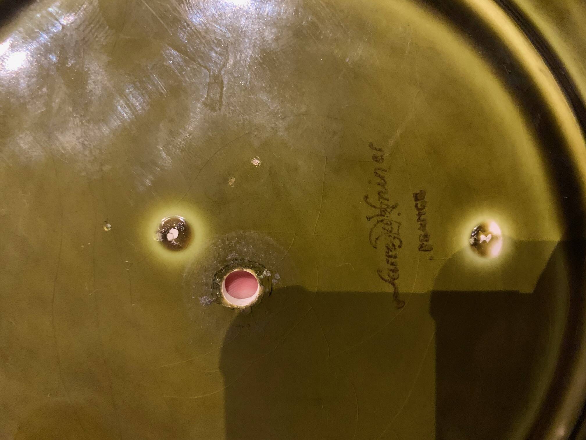 2-tiered majolica server/tray, Sarreguemines, early 20th century