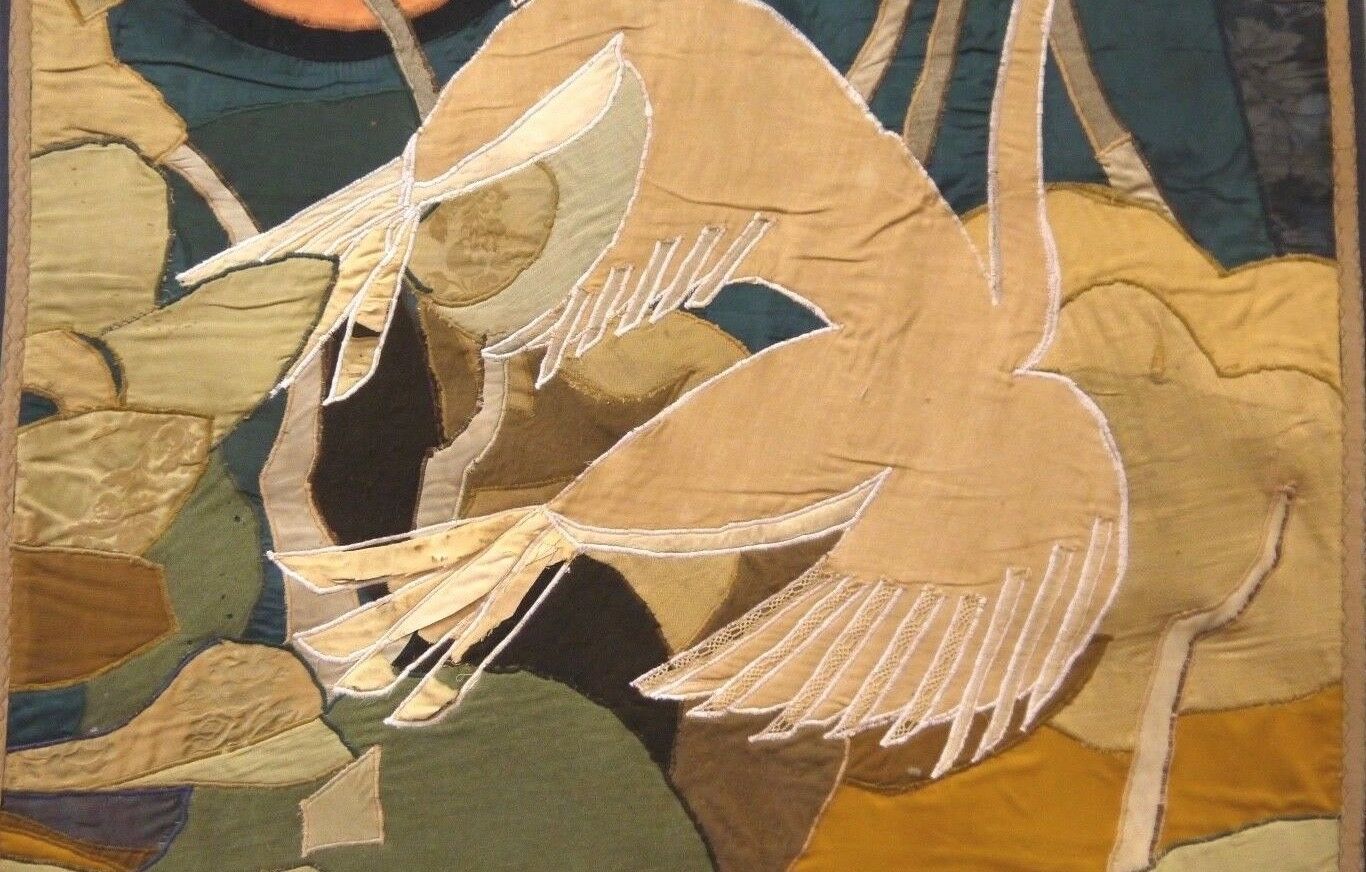 Tapestry and silk a bird decor 1930 geometry cutting in the state