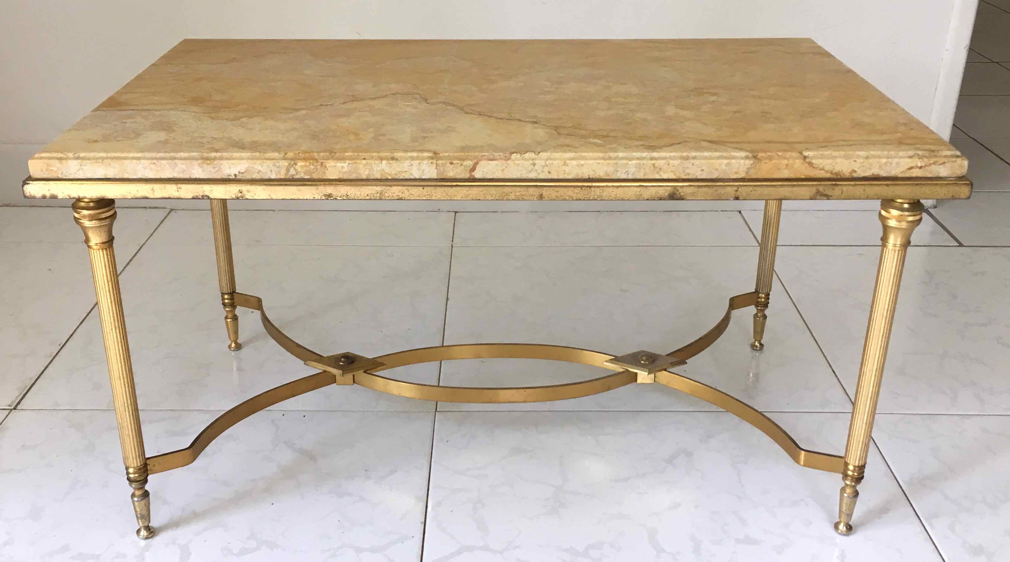 Marble and gilded metal coffee table