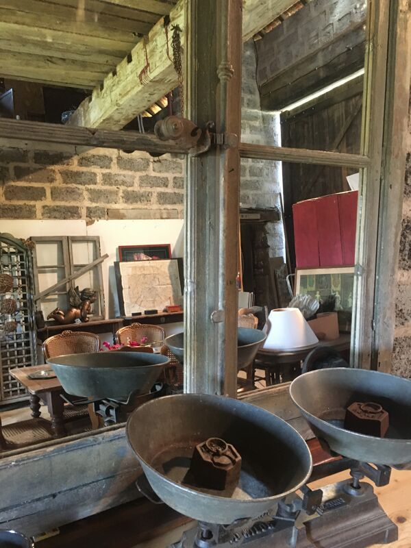 Miroir fenêtre en chêne ancienne 118x140cm