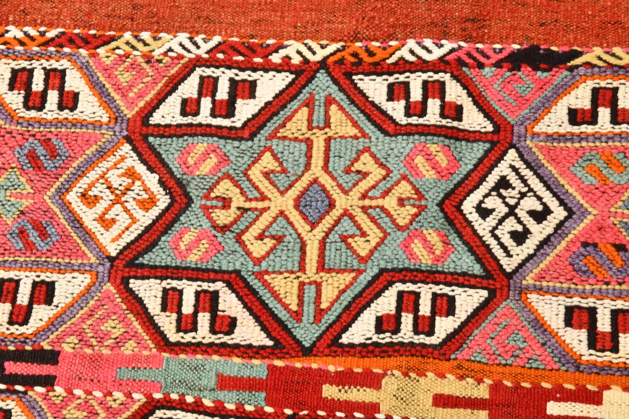 5x6 Yellow and Red Decorative Kilim Carpet, Orientel Kilim Rug, 140x192Cm