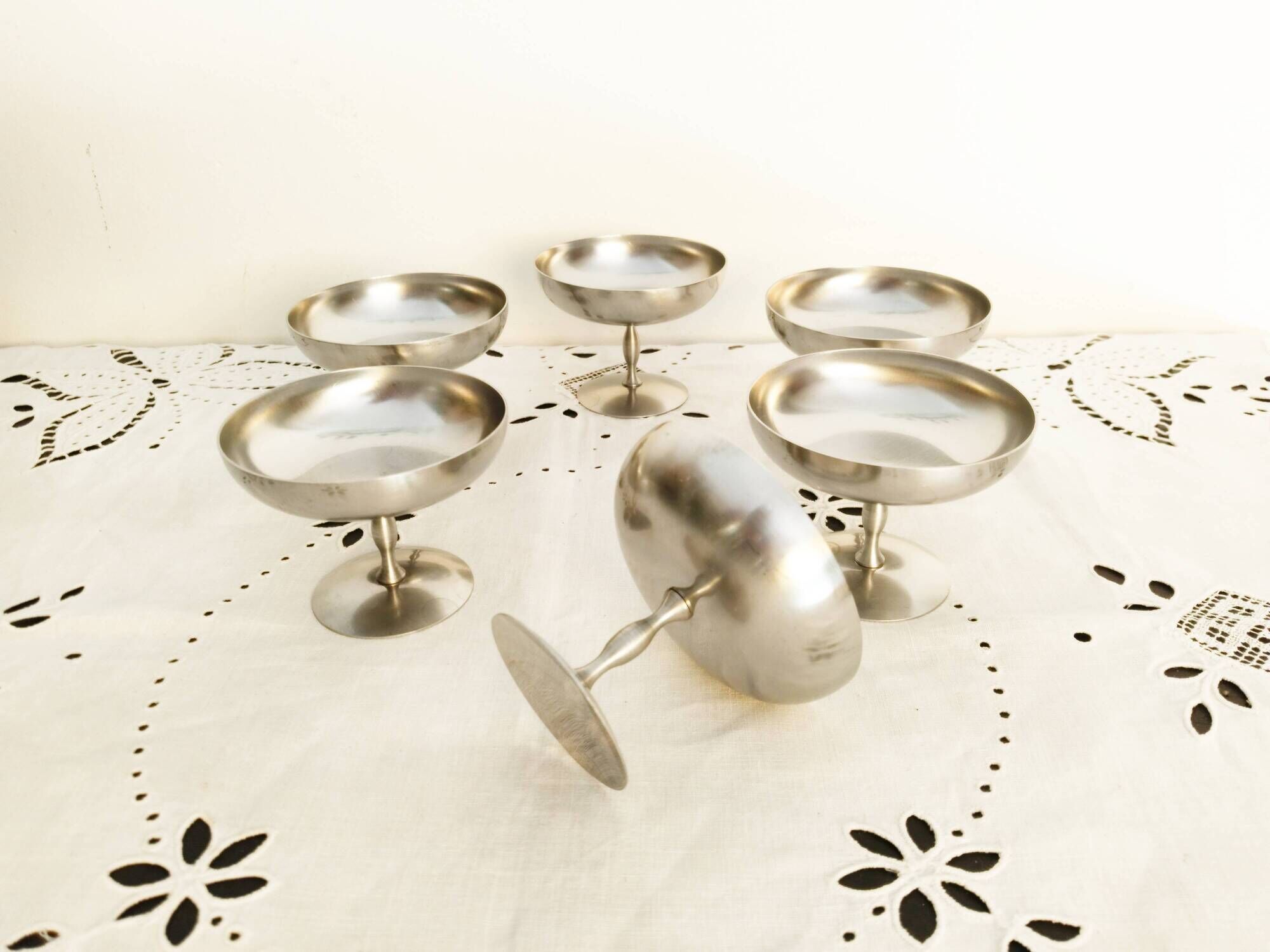 Ice cream or sorbet cups, set of 6, in 18/10 stainless steel