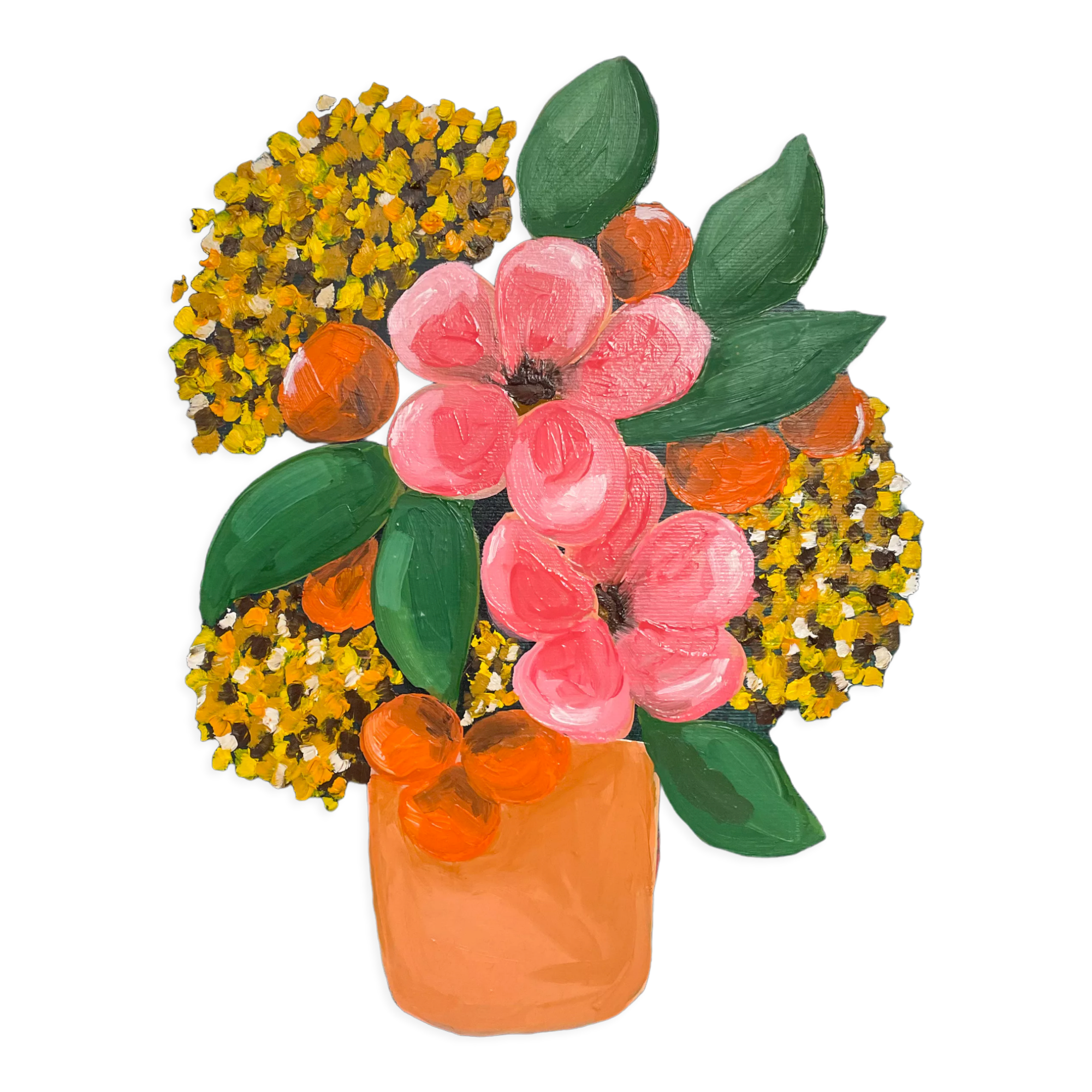 Pink and yellow vase painting