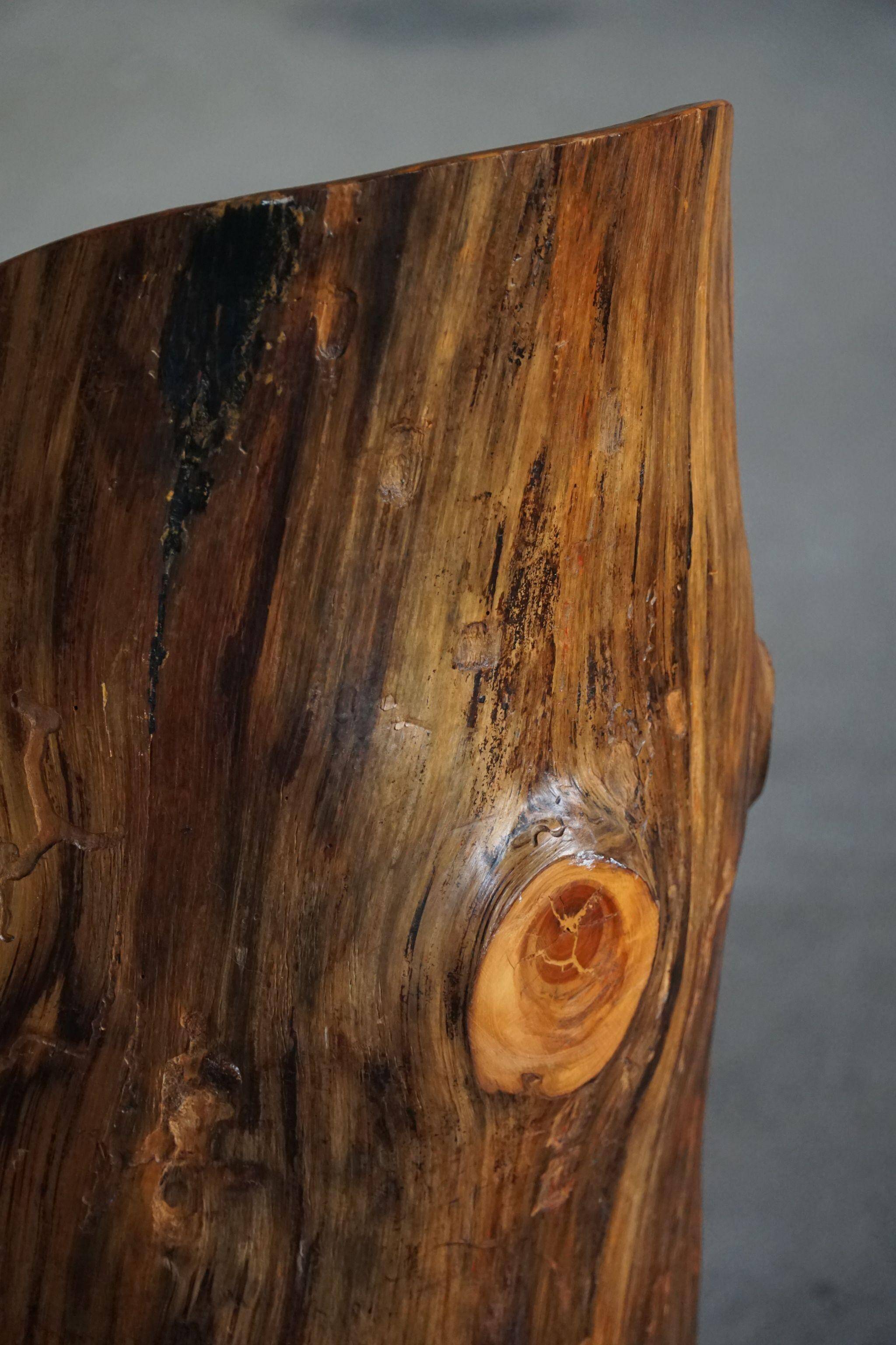 Modern primitive Swedish hand-carved pine stump chair, Wabi Sabi, 1960s