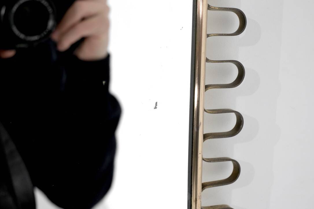 Brass wall mirror, Italy, 1950s