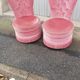 Paire de chauffeuses vintage tissu rose