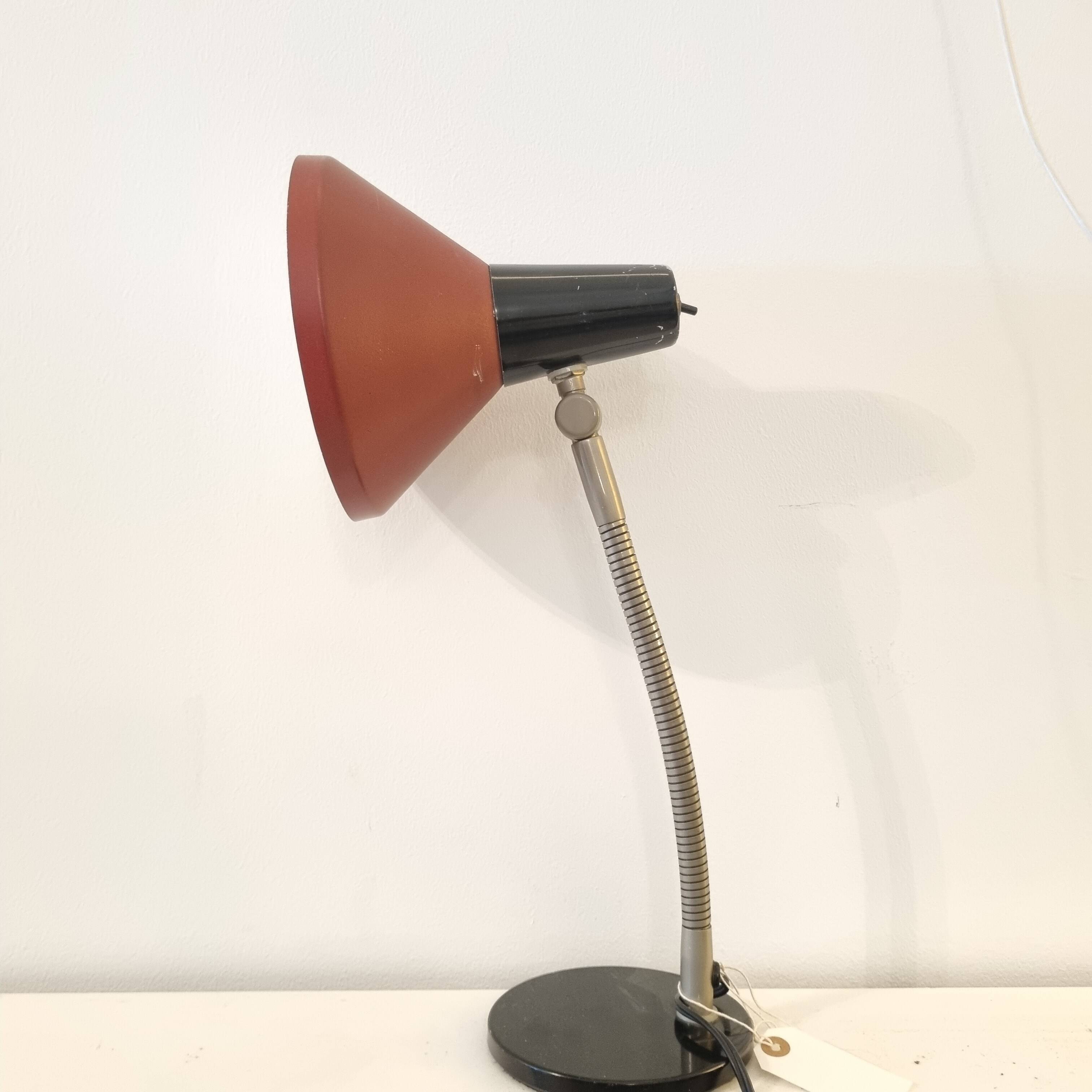 Vintage black and Red HALA desk lamp, 1950s