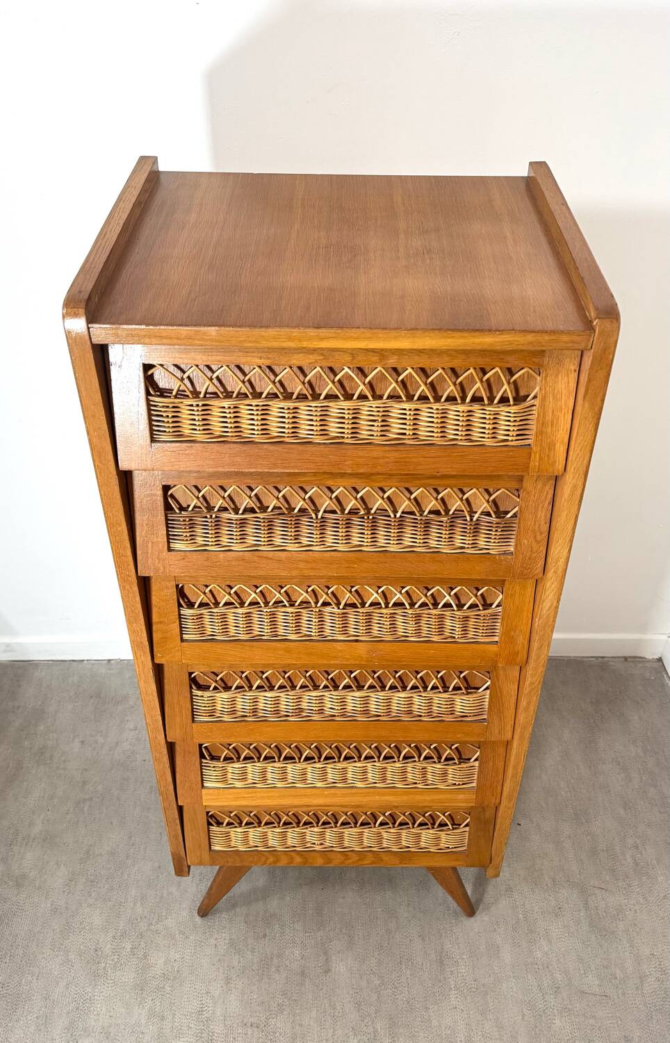 Vintage rattan chest of drawers