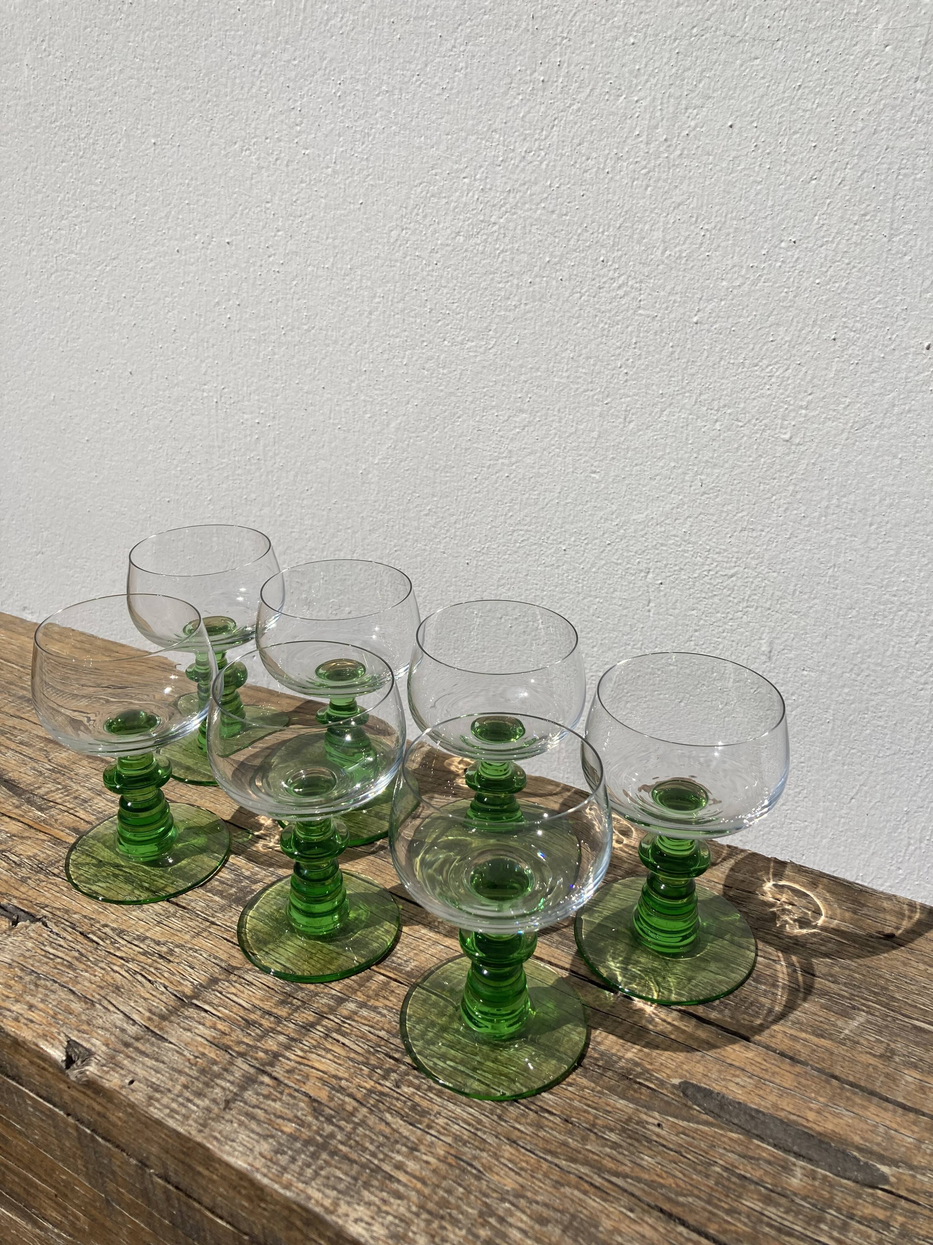 7 Alsatian crystal wine glasses