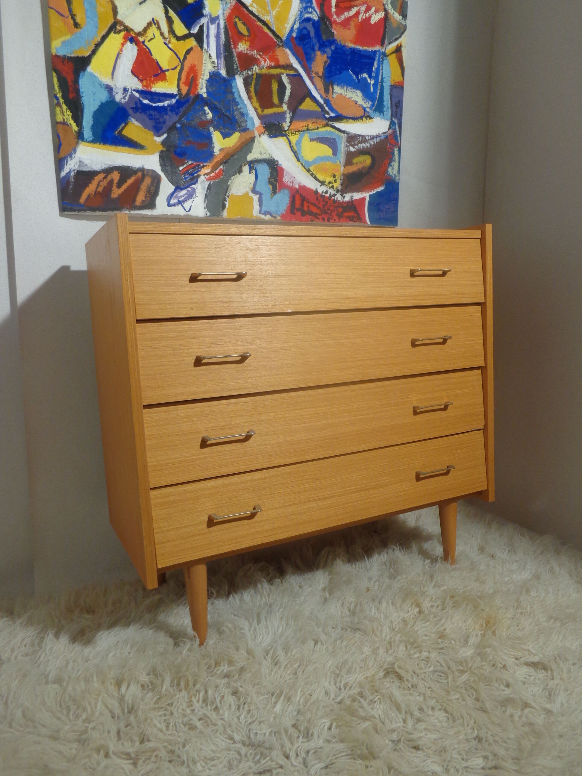 Chest of drawers vintage from the 60s in light wood