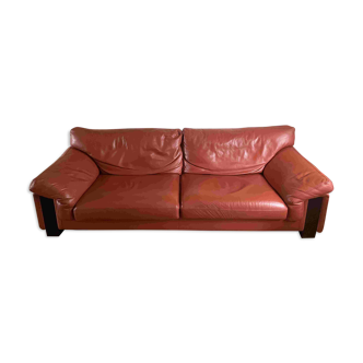 Roche Bobois Ascot 3-seater tan leather sofa
