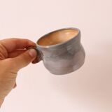 Set of 2 sandstone cups, artisanal pottery, vintage, 1980