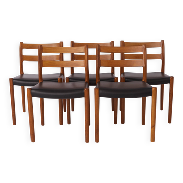 Set of 5 Niels Otto Møller Model 84 Chairs – Danish Teak & Leather