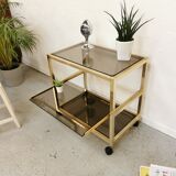 Serving table in brass and glass