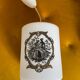 Opaline pendant light with romantic decoration, 1970