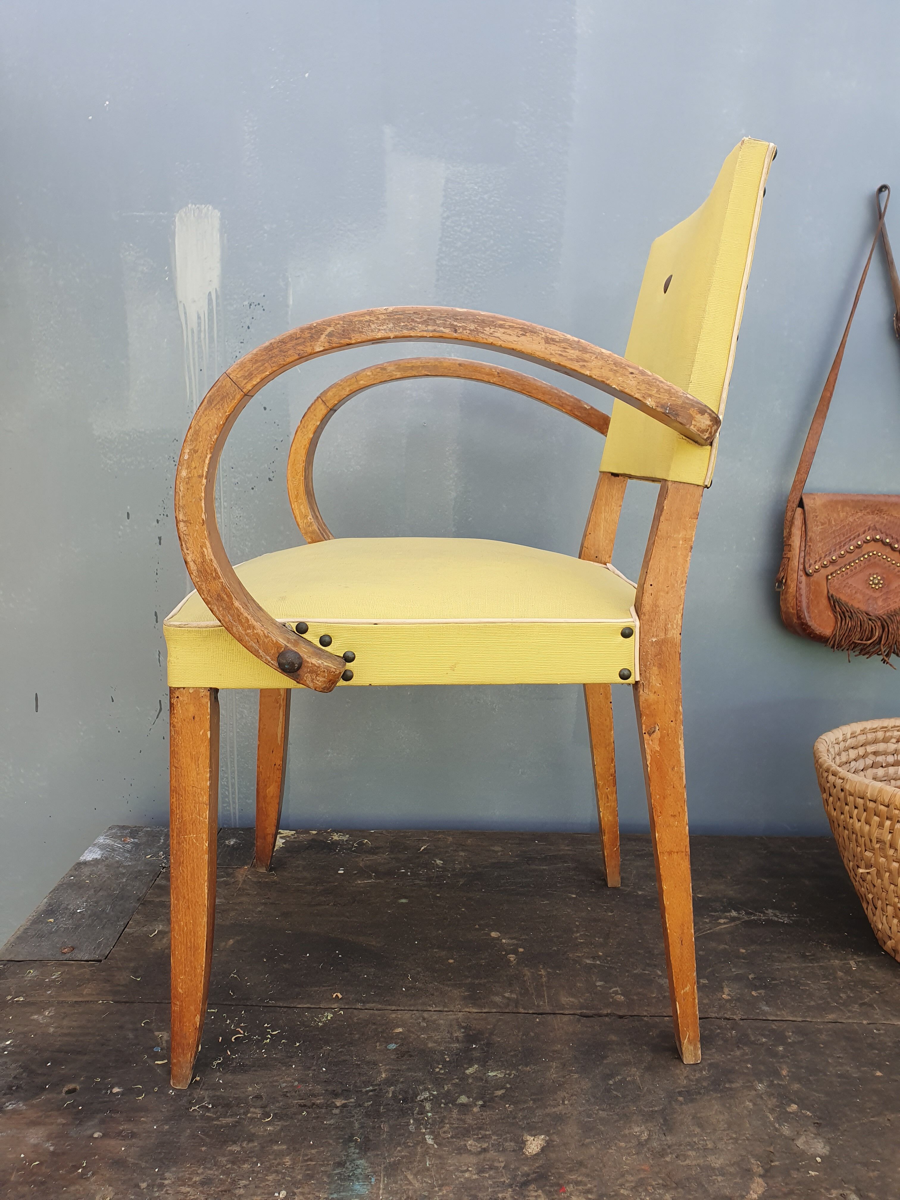 Yellow skai armchair