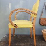 Fauteuil bridge skaï jaune