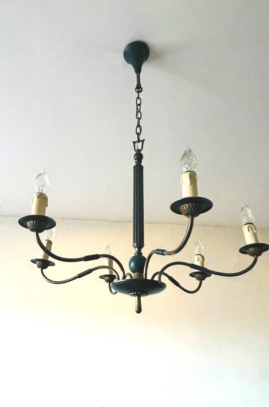 Vintage neoclassical style column chandelier 50s