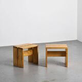 Pair of pine stools, Les Arcs circa 1970