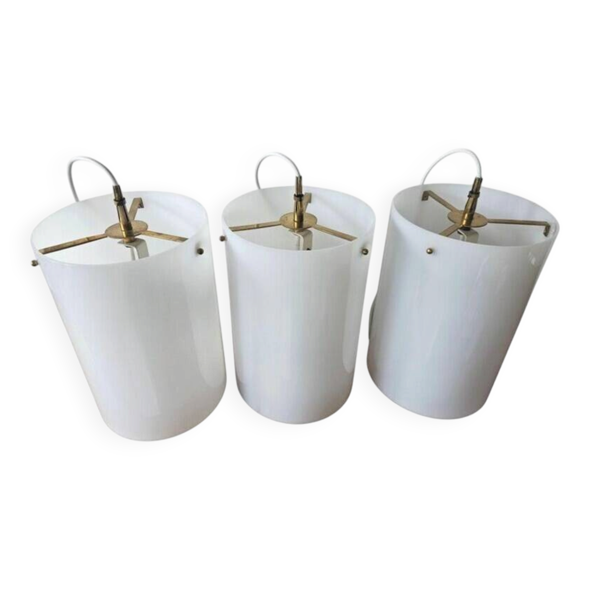Set of Three Rare Midcentury Pendants Fog & Morup, Denmark, 1960s
