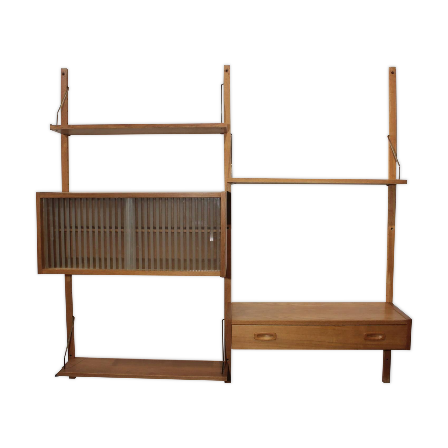 Vintage teak wall unit by Preben Sorensen, Denmark 1960s