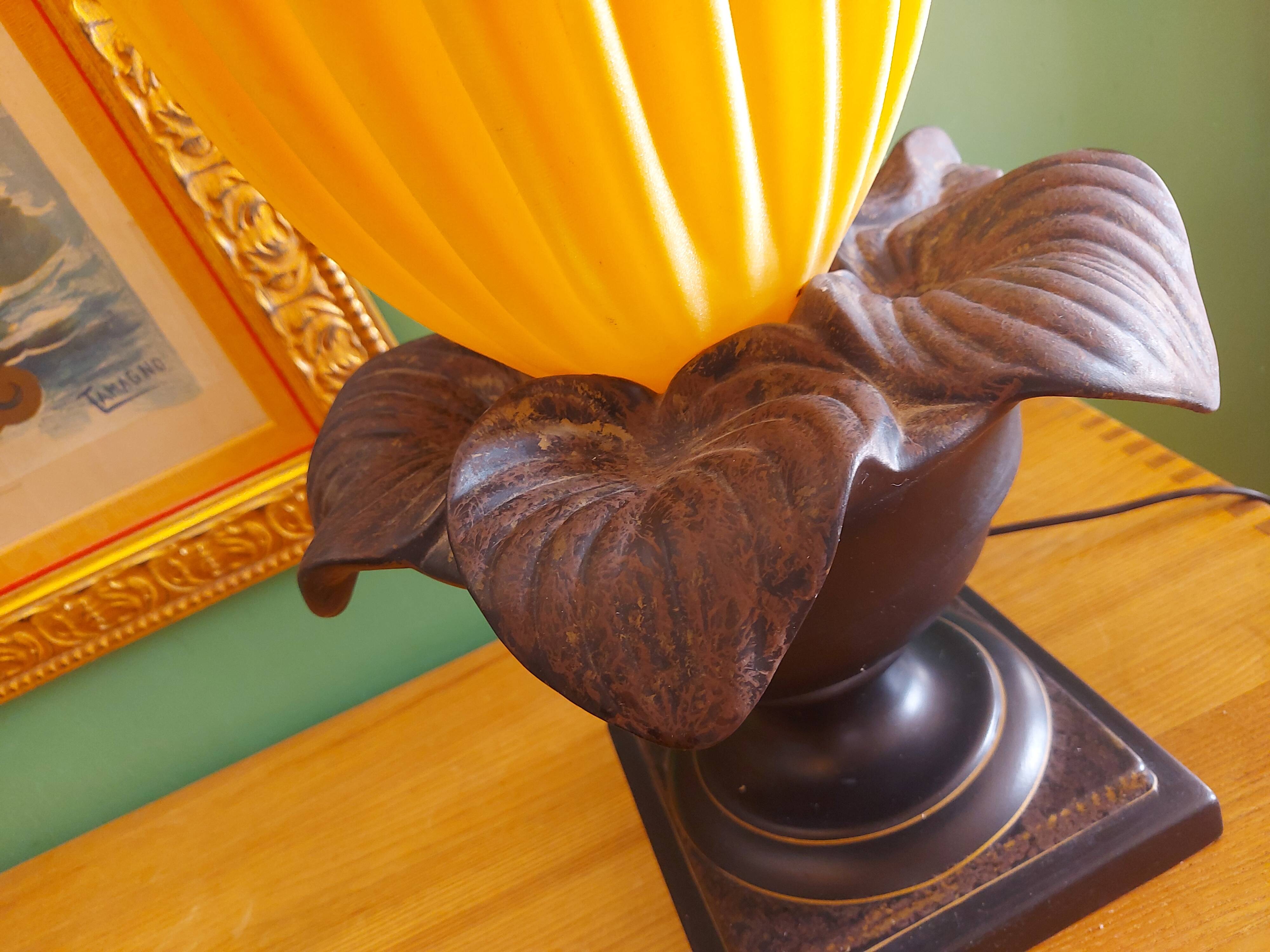 70's georgia jacob lamp, gold leaves