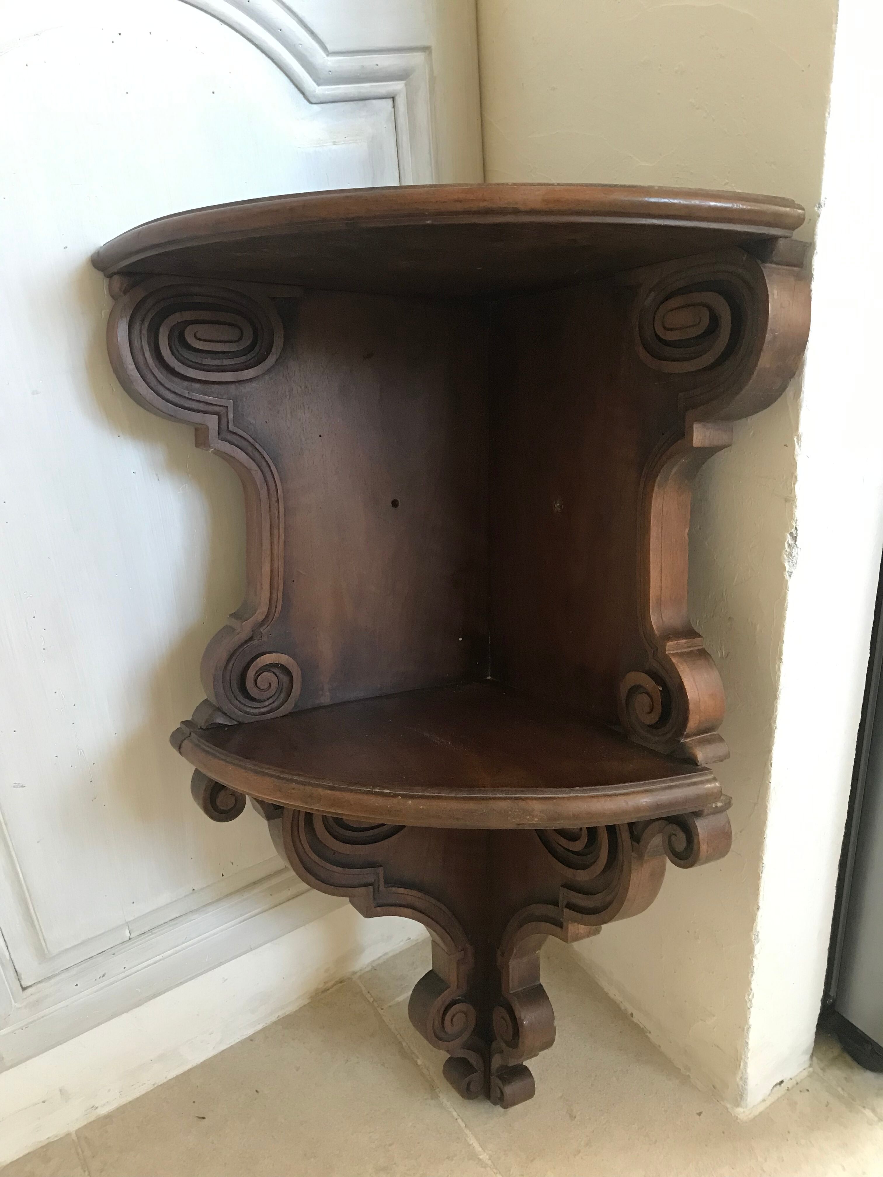 Old carved wooden shelf 75cm