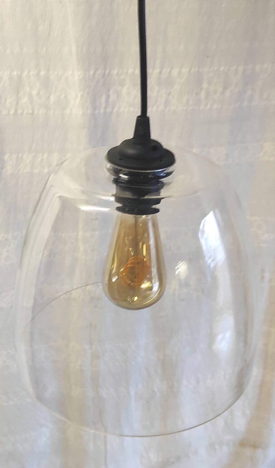 Vintage glass bell pendant light - late 20th century