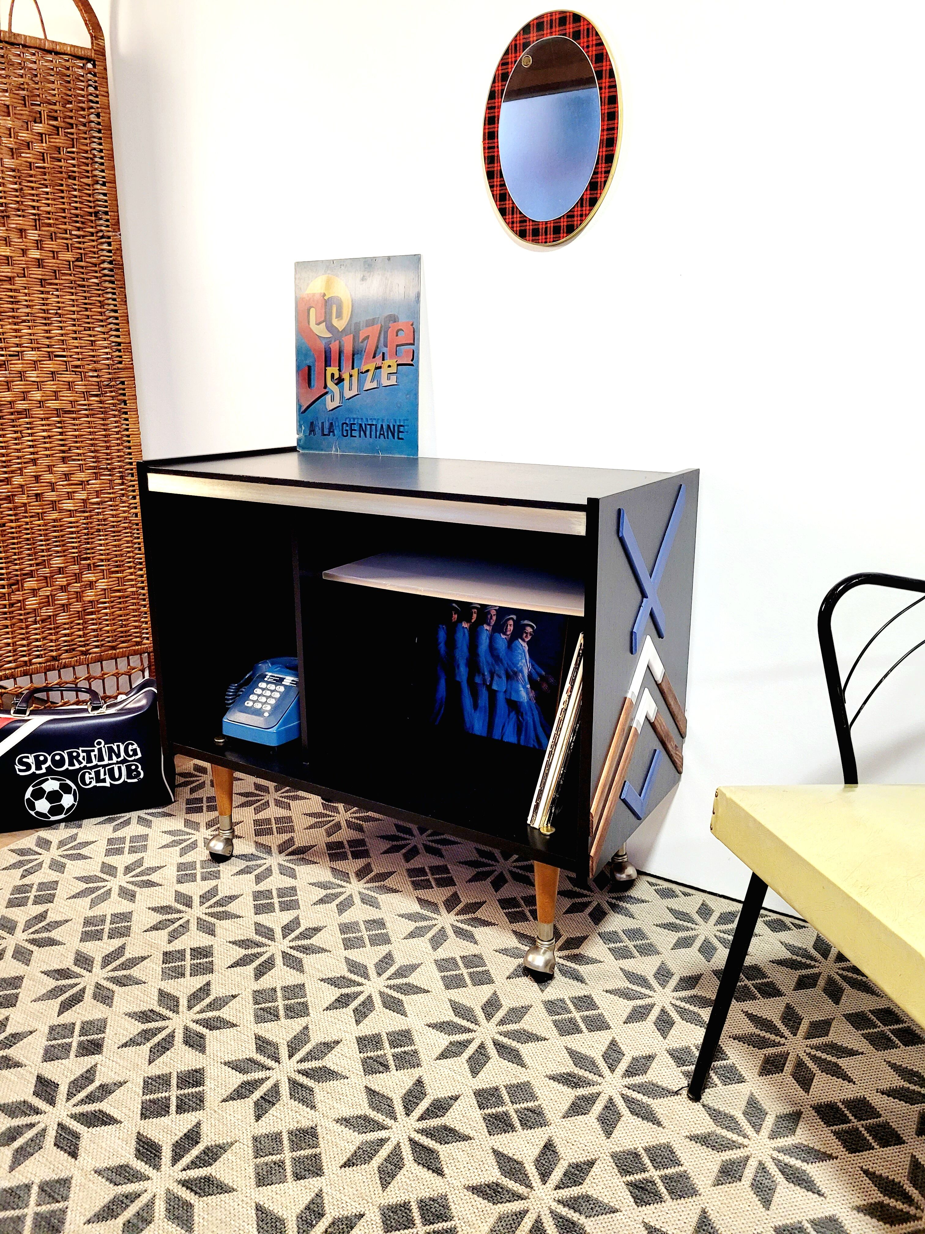 Vinyl storage unit on wheels