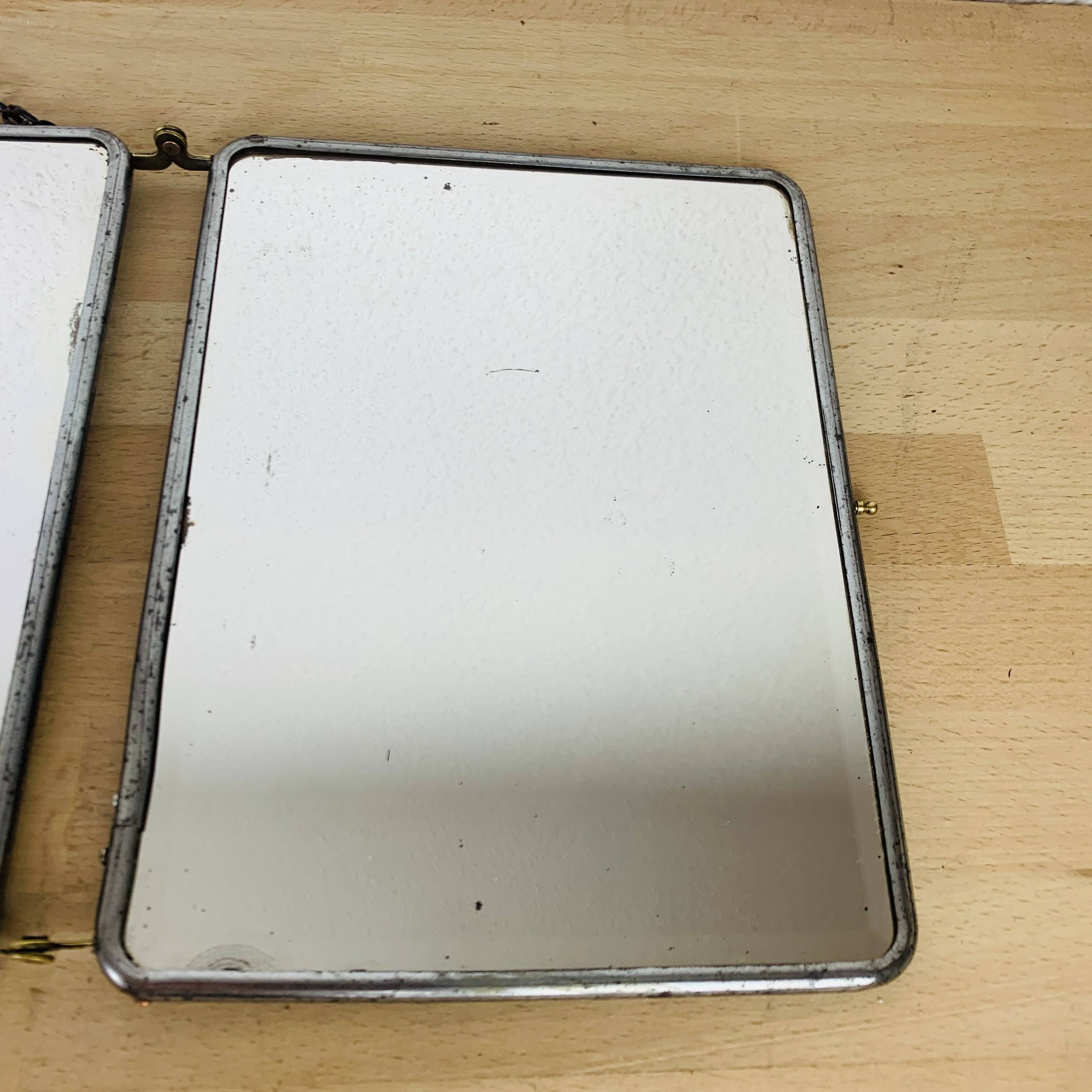 Vintage bevelled glass barber triptych mirror