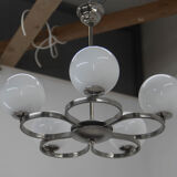 Art deco nickel-plated chandelier, 1930