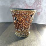 Small honey ocher lava enamel vase