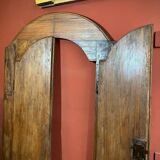 Antique Rustic Tuscan Window in Chestnut with Original Wrought Iron Hardware, 1800s