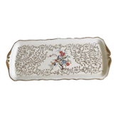 Porcelain cake dish France Emaux de Limoges. Central motif "bird".